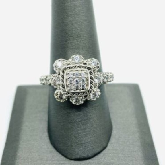 Judith Ripka Sterling Silver Diamonique CZ Cluster Ring - Picture 3 of 7